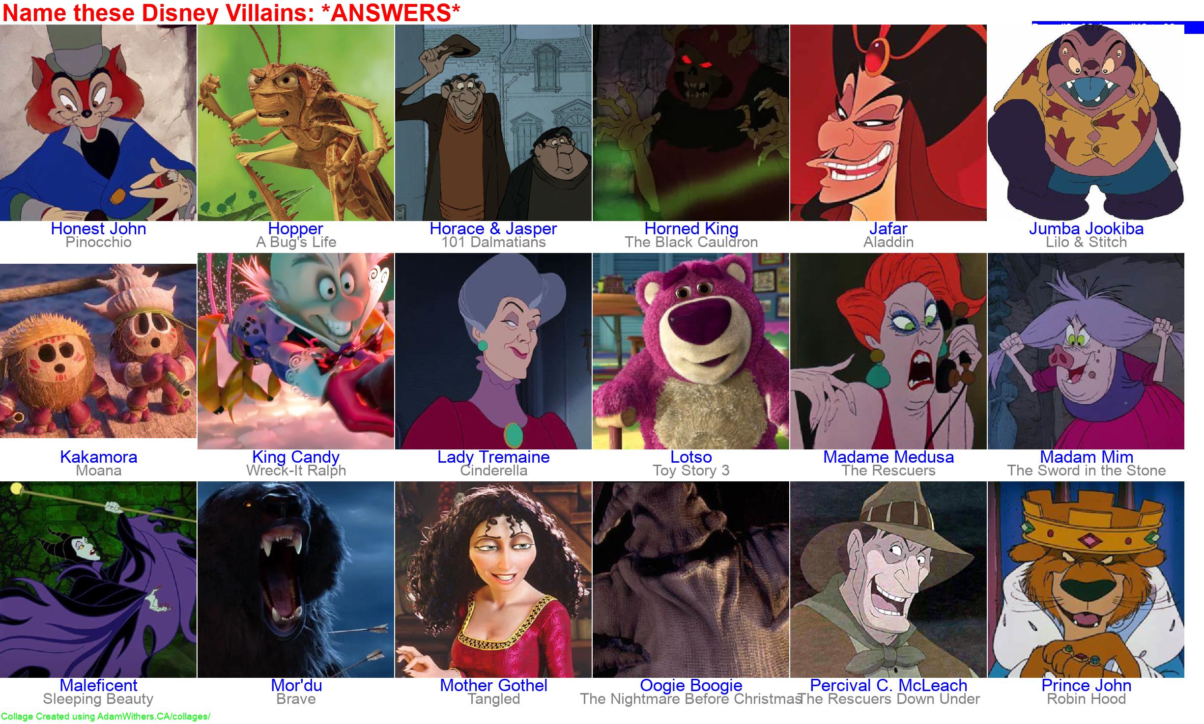 CollageA: guessVillainsDisney Page 2